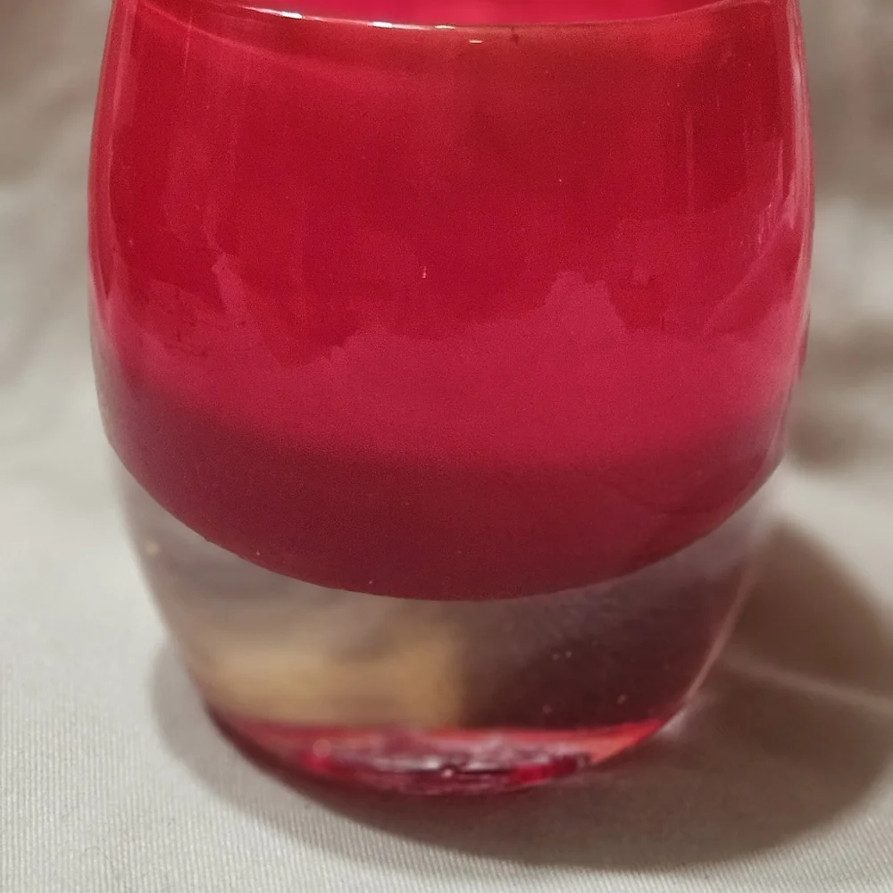 Glassybaby Red Votive Tealight Candle Holder - Pre triskelion Drinking Glass